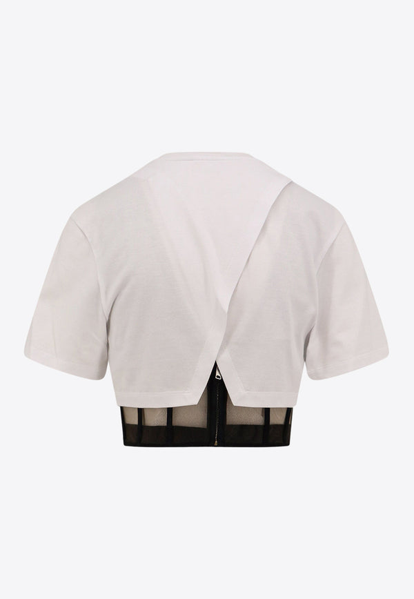 Alexander McQueen Corset Cropped T-shirt

 White 653743QLACF_9000