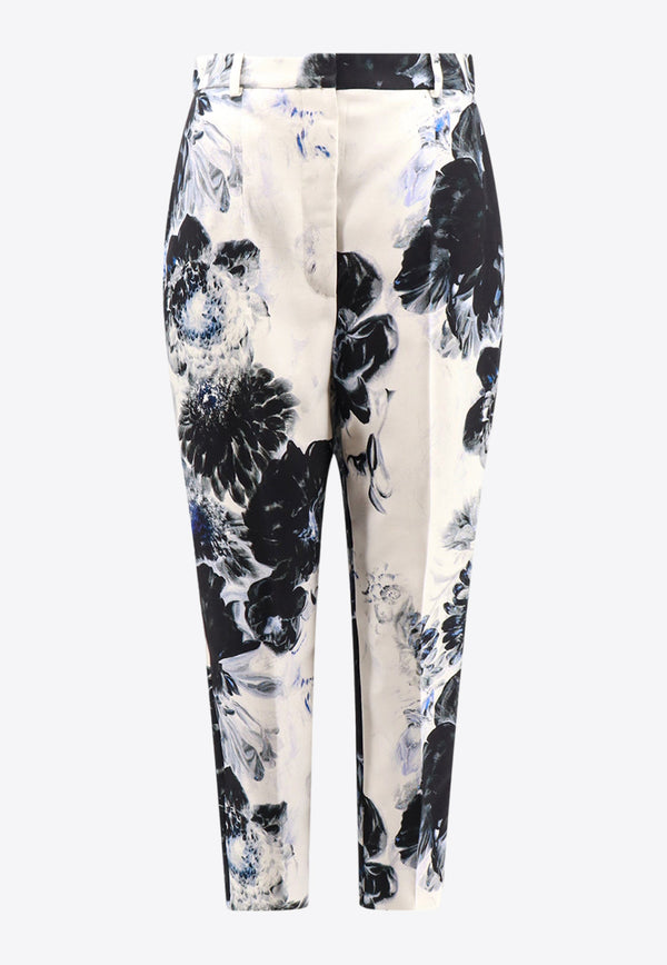 Alexander McQueen Floral Print Tailored Pants White 585809QZALD_4243