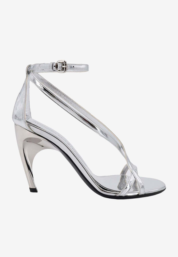 Alexander McQueen Armadillo 95 Mirrored Leather Sandals
 Silver 780692W4WG1_8100