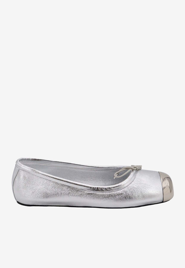 Alexander McQueen Punk Laminated Leather Ballet Flats Silver 780709WIF14_8100