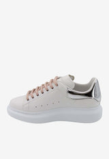 Alexander McQueen Oversized Leather Sneakers with Metallic Heel White 718232WIEE4_9071