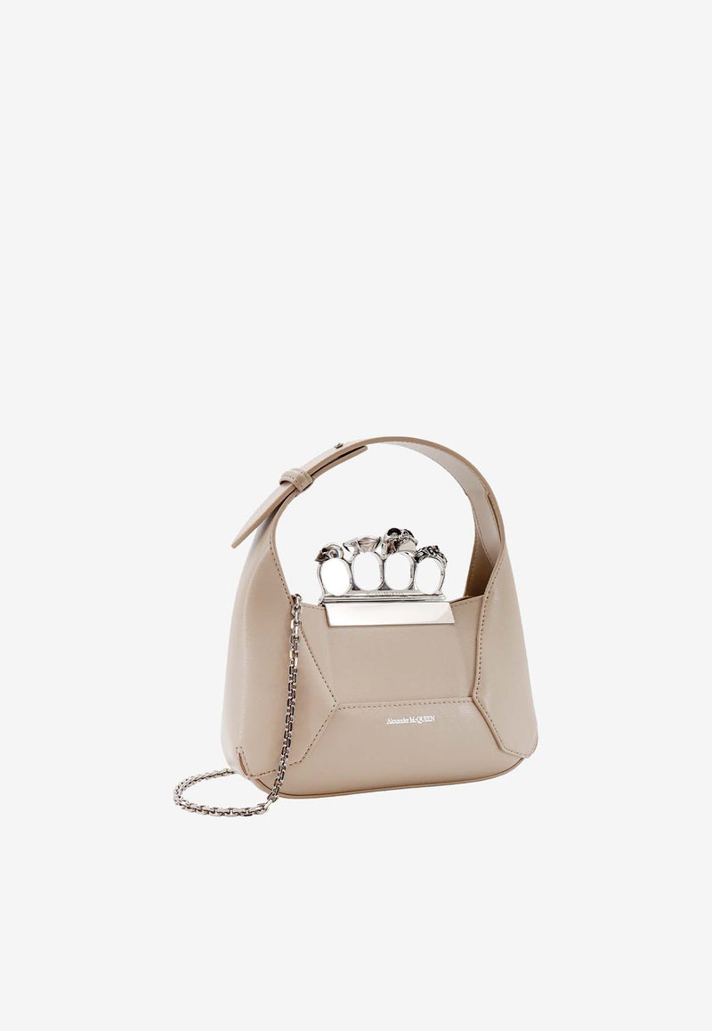 Alexander McQueen Jeweled Leather Hobo Bag Beige 731136DYTAB_2630