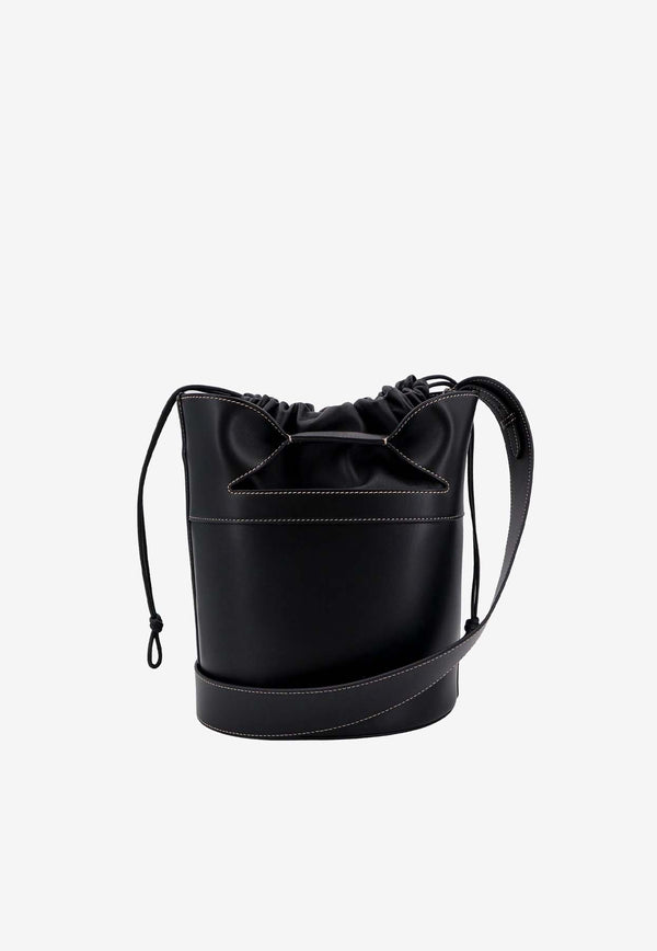Alexander McQueen Logo Stamped Leather Bucket Bag Black 7759121BLUU_1000