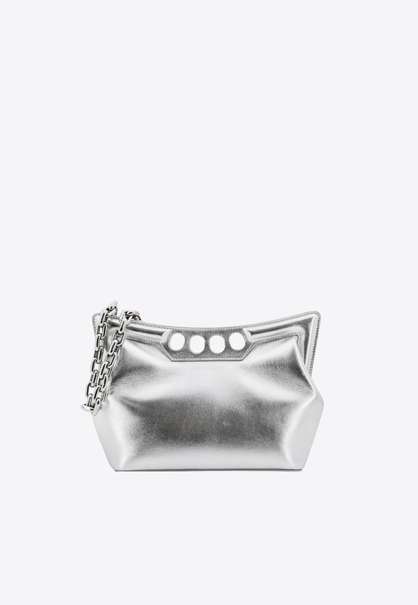 Alexander McQueen The Small Peak Laminated Leather Shoulder Bag Silver 7430911BL1I_1400