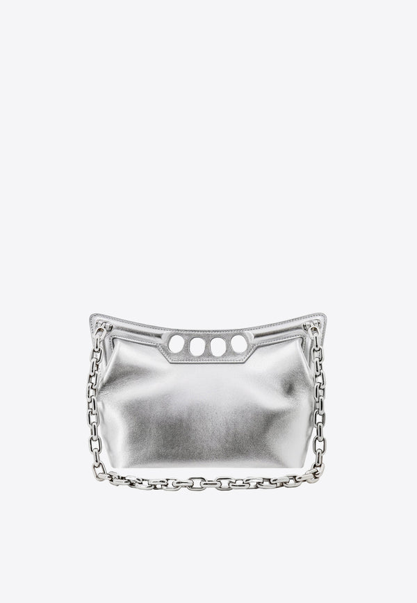 Alexander McQueen The Small Peak Laminated Leather Shoulder Bag Silver 7430911BL1I_1400
