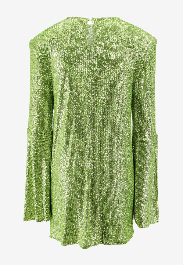 NERVI All-Over Sequin Knotted Mini Dress Green CSESS24_GRASS