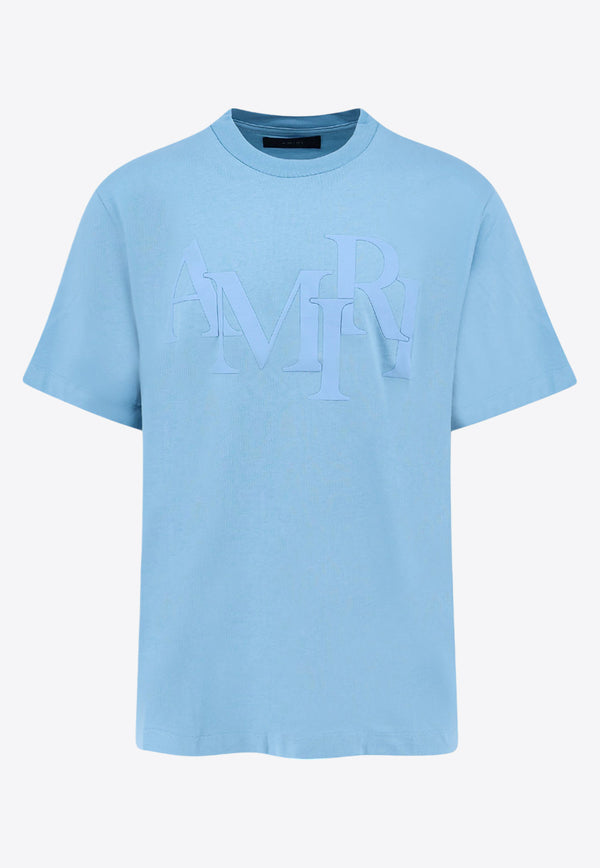 Amiri Staggered Logo T-shirt Blue PS24MJL015_AIRBLUE