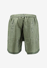 Amiri Staggered Logo Houndstooth Bermuda Shorts Green PS24MPB005_RAINFORES