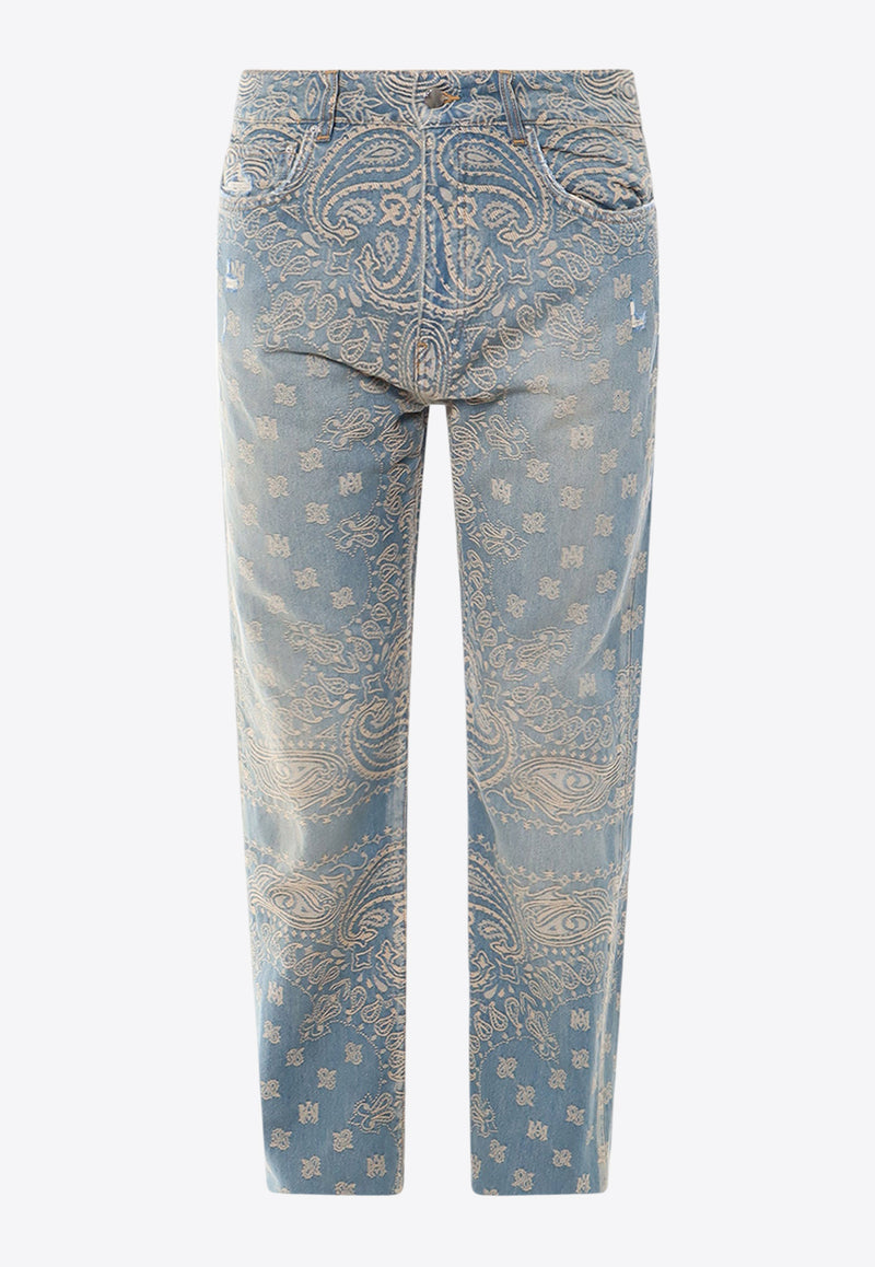 Amiri Paisley Print Straight-Leg Jeans Blue PS24MDF005_CRAFTEDIN