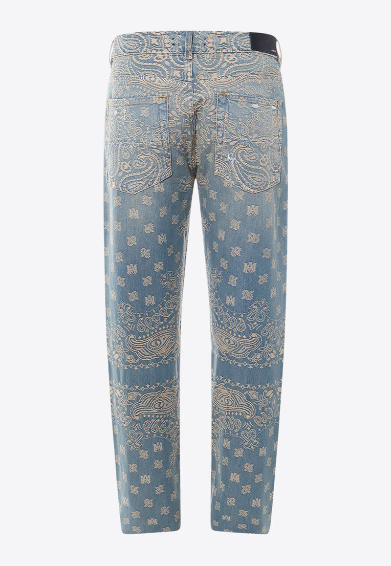 Amiri Paisley Print Straight-Leg Jeans Blue PS24MDF005_CRAFTEDIN