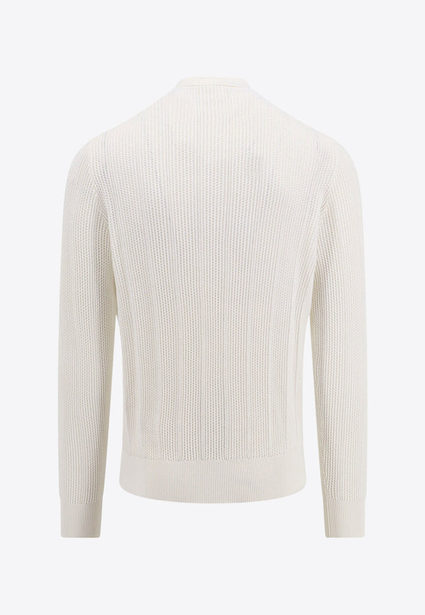 Brunello Cucinelli Ribbed Knit Polo T-shirt White M29202505_C2723