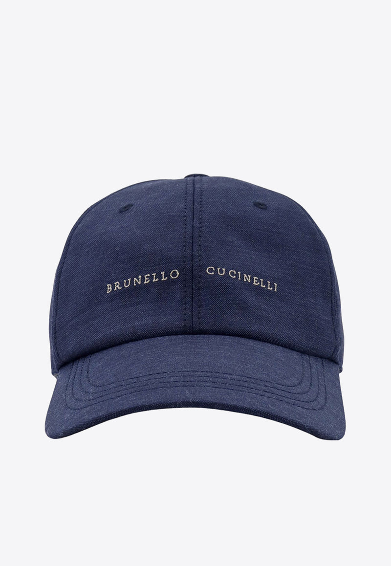 Brunello Cucinelli Logo Embroidered Wool Baseball Cap Blue MB4079977_CGI45