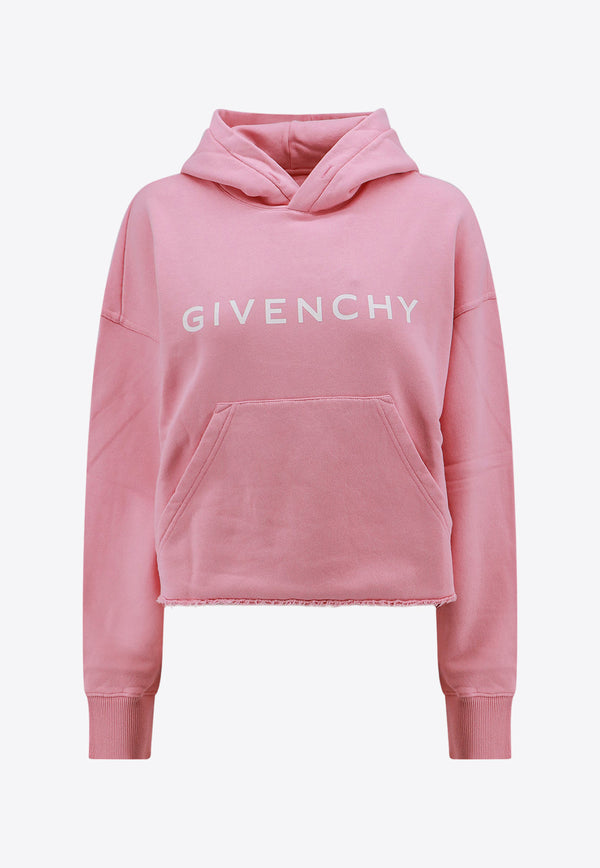 Givenchy Logo Print Hooded Sweatshirt Pink BWJ03M3YAC_672