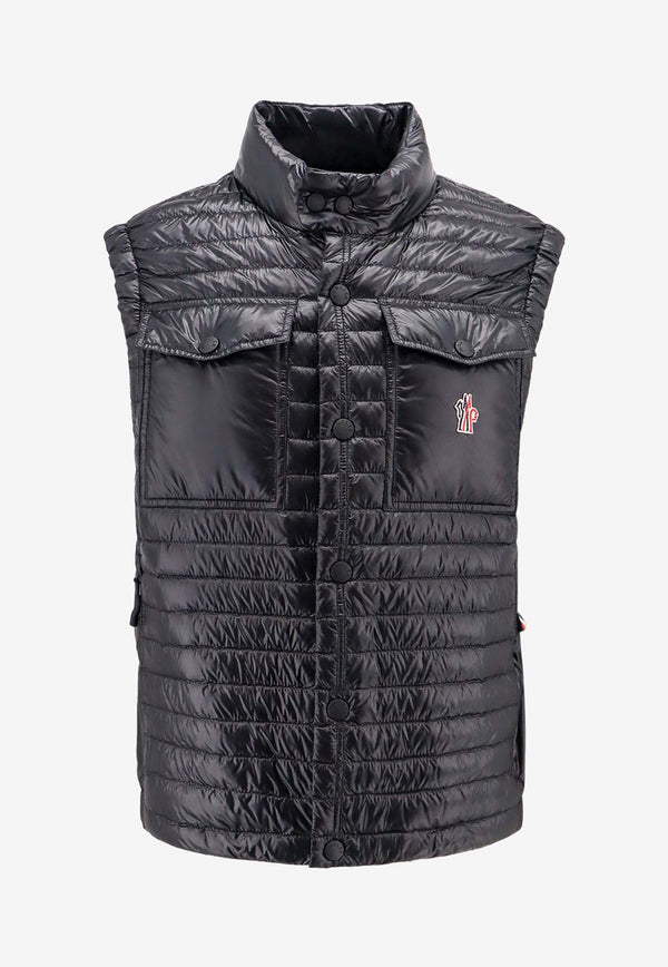 Moncler Grenoble Logo Embroidered Quilted Vest Black 0971A00014539YL_999