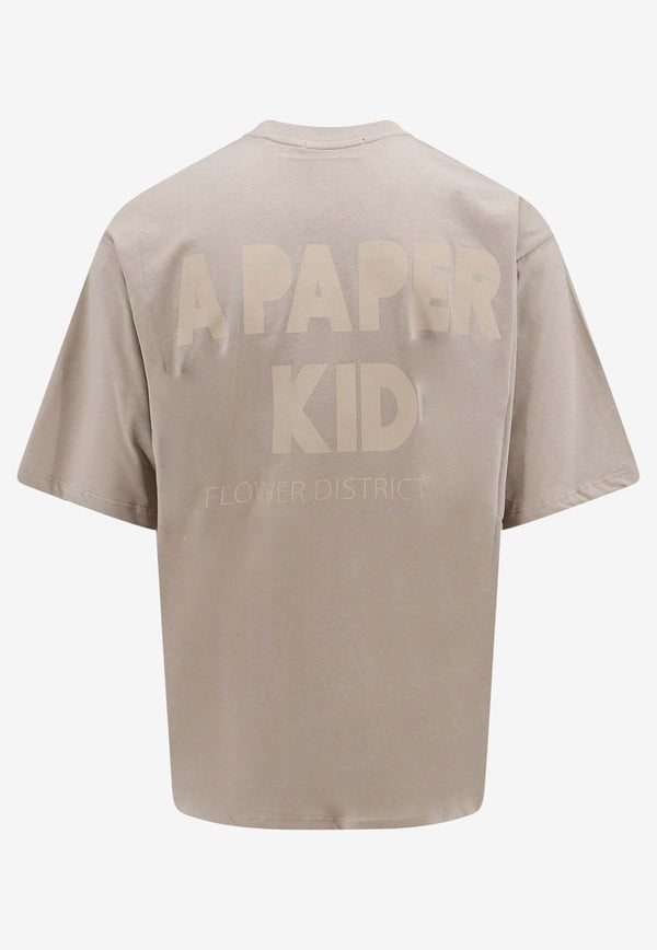 A Paper Kid Logo Print Crewneck T-shirt Gray S4PKUATH010_100