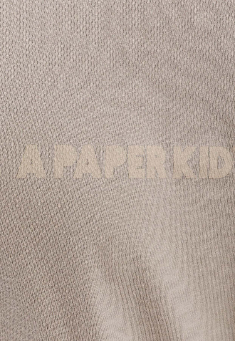 A Paper Kid Logo Print Crewneck T-shirt Gray S4PKUATH010_100