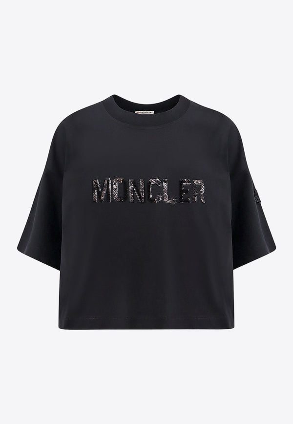 Moncler Logo Appliqué Cropped T-shirt

 Black 0938C0003189AJU_999