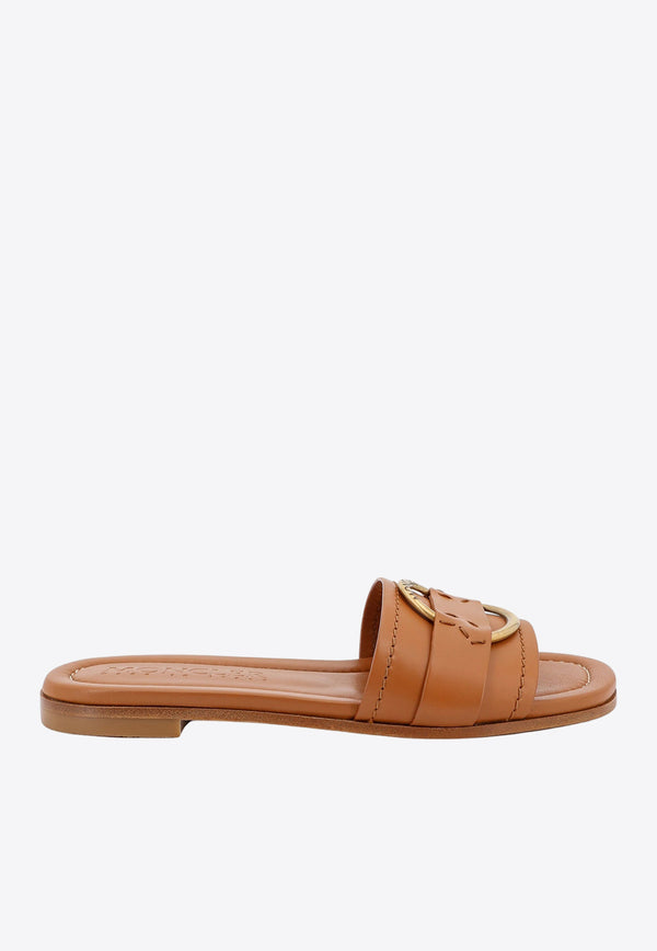 Moncler Bell Leather Flat Sandals Beige 09B4C00160M4097_24Y