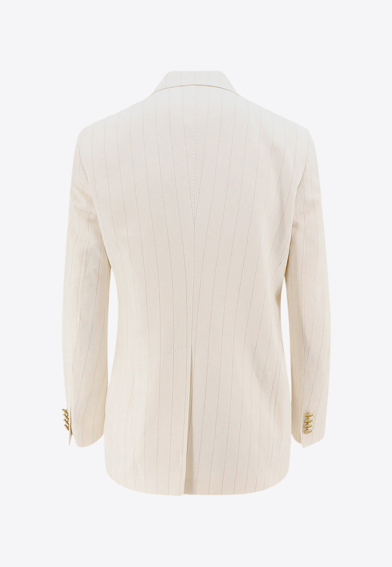 Tagliatore Double-Breasted Striped Suit Beige JASMINE10BAD_X1221