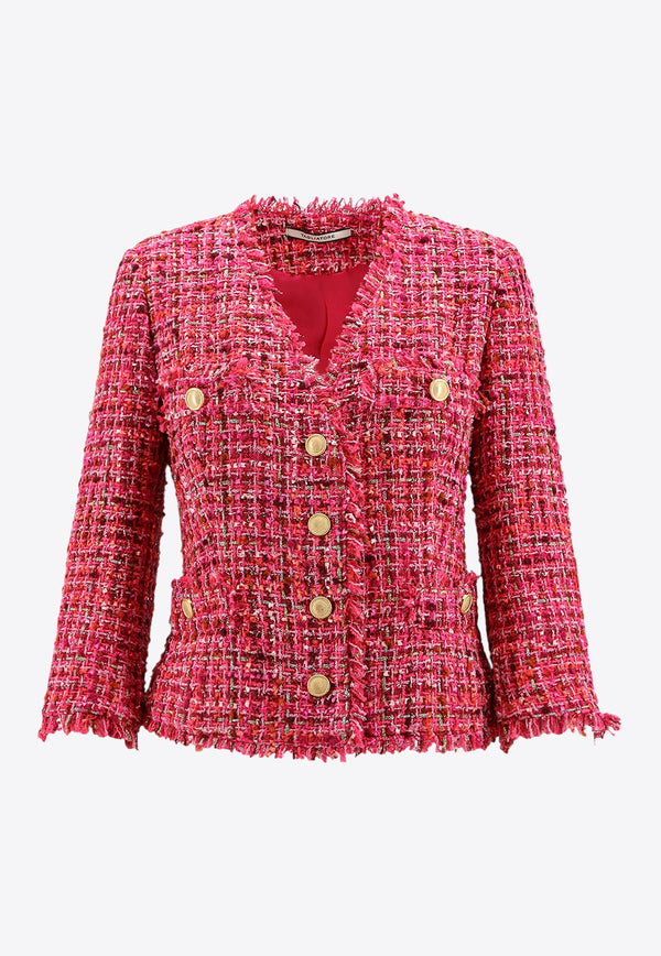 Tagliatore Lurex Tweed Blazer Pink DHARMAL30015_Y1223