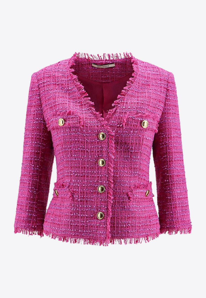 Tagliatore Frayed Tweed Blazer Pink DHARMA160050_EY975