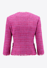 Tagliatore Frayed Tweed Blazer Pink DHARMA160050_EY975