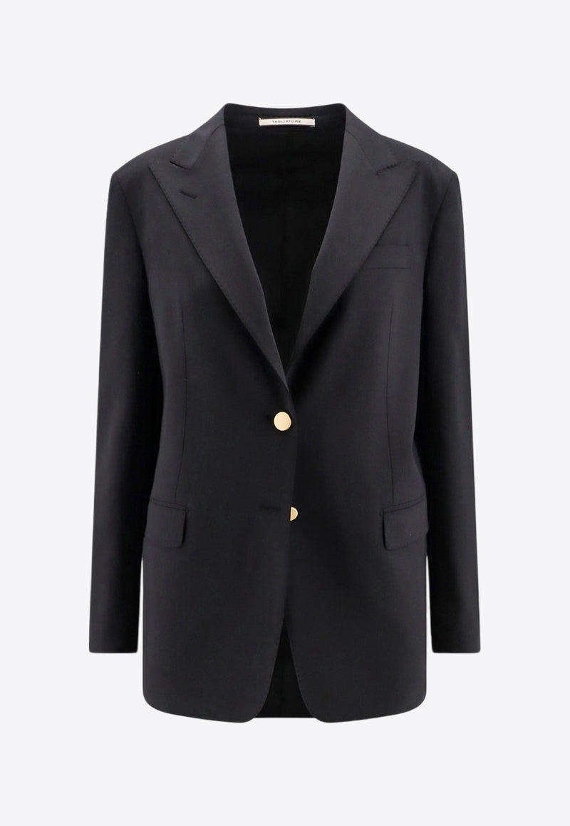 Tagliatore Single-Breasted Wool-Blend Blazer Black BERTHA16B340205_EN820