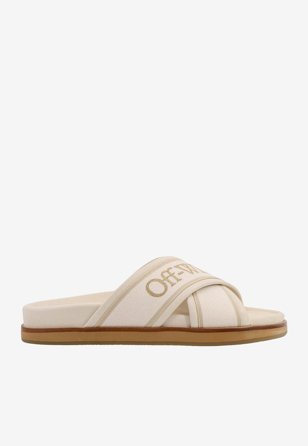Off-White Logo Criss-Cross Flat Sandals Beige OWIT003S24LEA001_6161