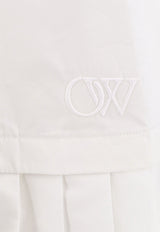 Off-White Embroidered Logo Ruffled Shirt Dress White OWDG008S24FAB001_0101
