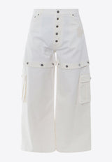 Off-White Convertible Logo Embroidered Cargo Jeans White OMYA183S24DEN001_0202