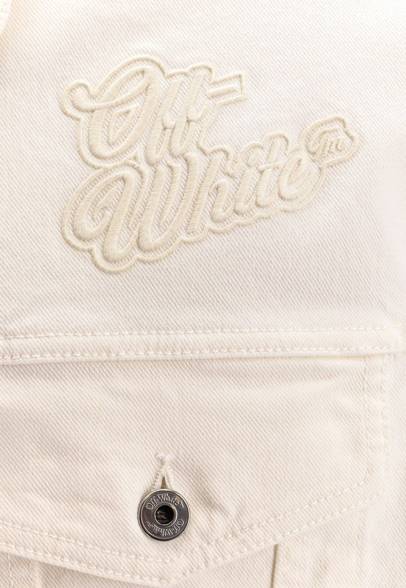 Off-White 90s Logo Embroidered Denim Vest White OMYR002S24DEN001_0202