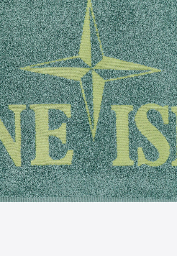 Stone Island Logo Embroidered Beach Towel Green 801593366_V0052