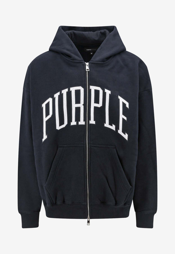 Purple Brand Logo Print Zip-Up Sweatshirt Black P460HBBC_BLACK