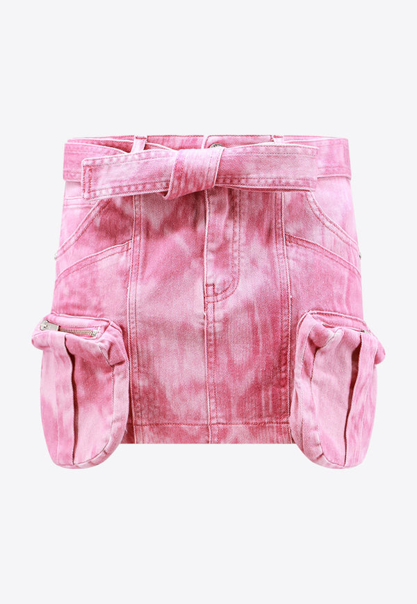 Blumarine Tie-Dye Mini Cargo Denim Skirt Pink 2J131A_M7421