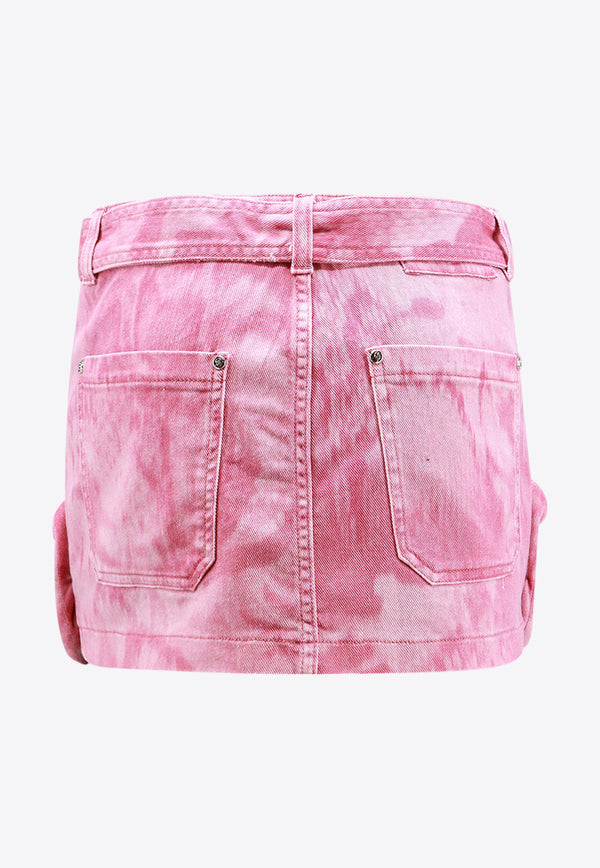Blumarine Tie-Dye Mini Cargo Denim Skirt Pink 2J131A_M7421