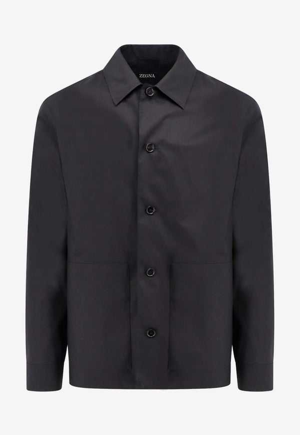 ZEGNA Long-Sleeved Button-Up Shirt Black UDV07A7SOW04_615