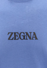 ZEGNA Logo Print T-shirt Blue UD364A7D777_A07