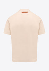 ZEGNA Logo Print T-shirt Beige UD364A7D777_N03