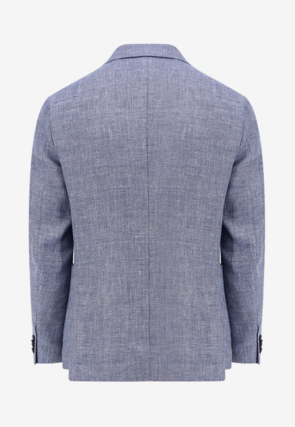 ZEGNA Single-Breasted Linen Blend Blazer Blue 776709A71DNMG0_776709A7