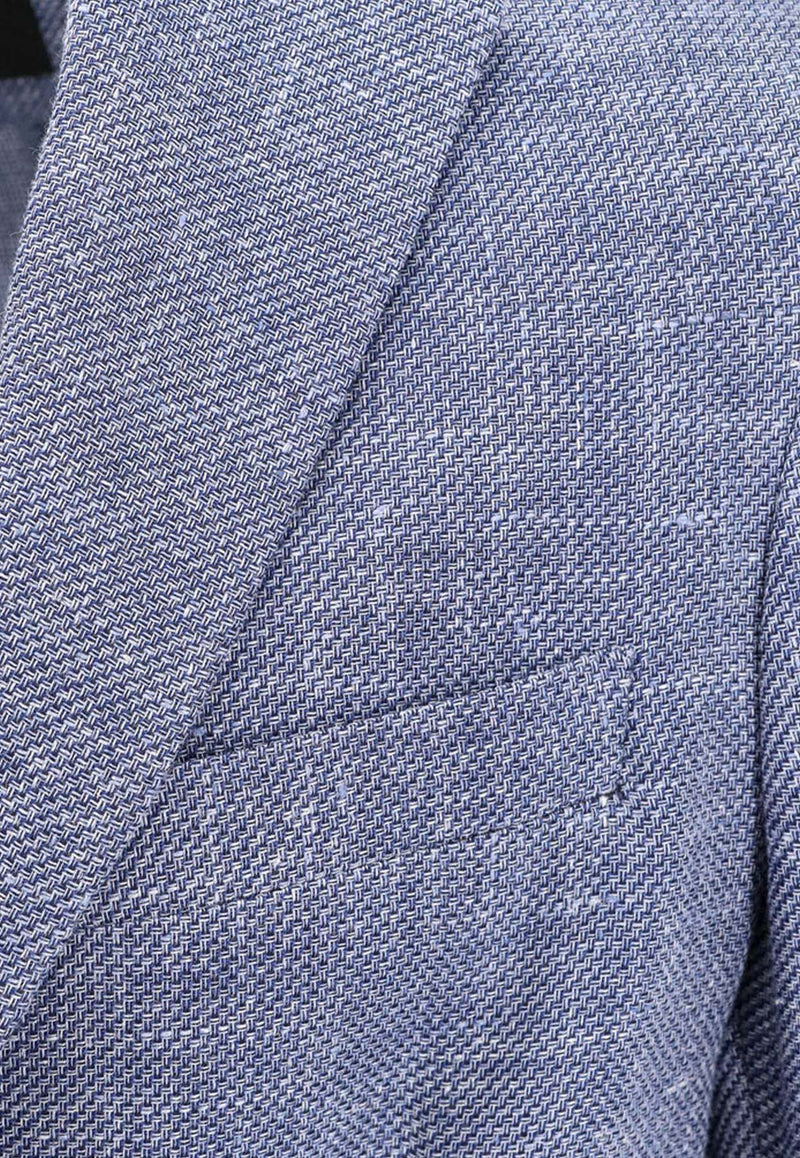 ZEGNA Single-Breasted Linen Blend Blazer Blue 776709A71DNMG0_776709A7