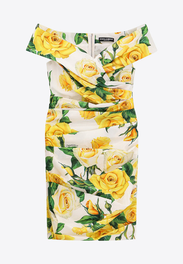 Dolce & Gabbana Off-Shoulder Mini Floral Dress Multicolor F6AHNTFSEHW_HA3VO