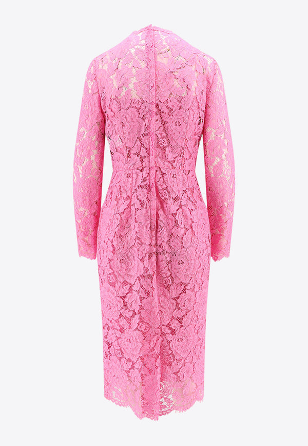 Dolce & Gabbana Floral Lace Midi Dress Pink F6M0DTHLM7L_F0758