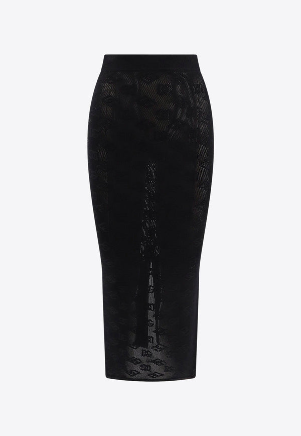 Dolce & Gabbana Logo Jacquard Midi Skirt Black FXO04TJFMAL_N0000
