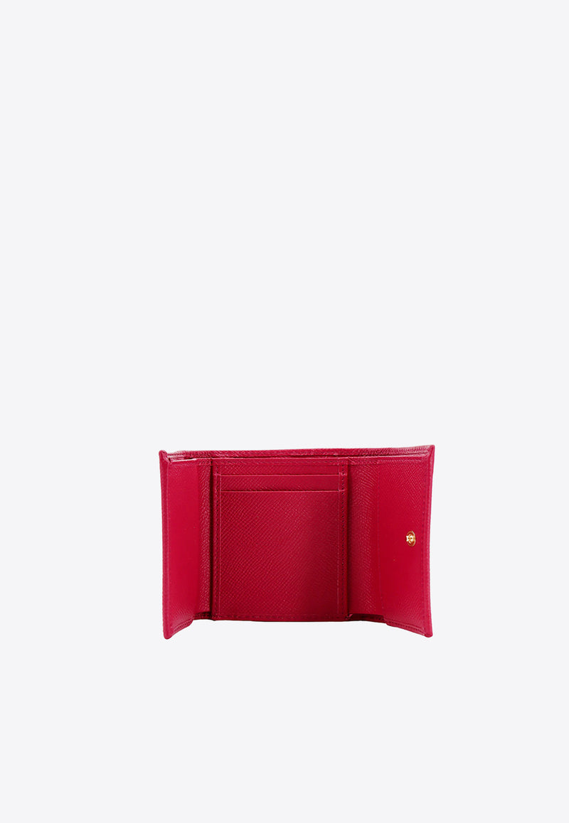 Dolce & Gabbana Logo Plaque Wallet in Dauphine Leather Pink BI0770A1001_8I484