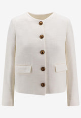 Saulina Single-Breasted Textured Blazer White SA9061_1