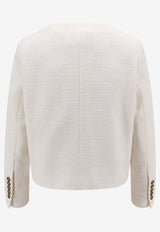 Saulina Single-Breasted Textured Blazer White SA9061_1