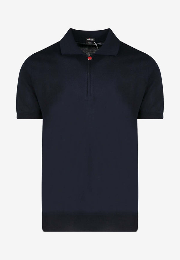 Kiton Ciro Paone Half-Zip Polo T-shirt Blue UMKX33Z_K4