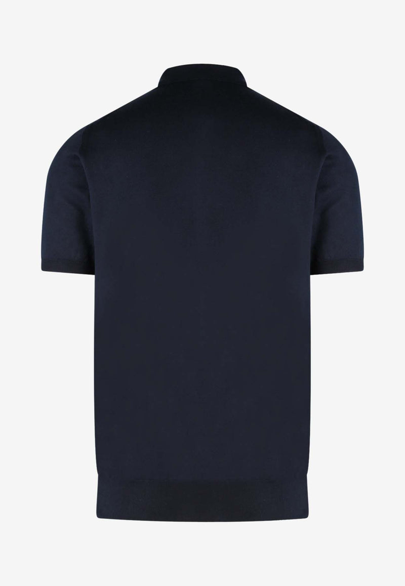 Kiton Ciro Paone Half-Zip Polo T-shirt Blue UMKX33Z_K4