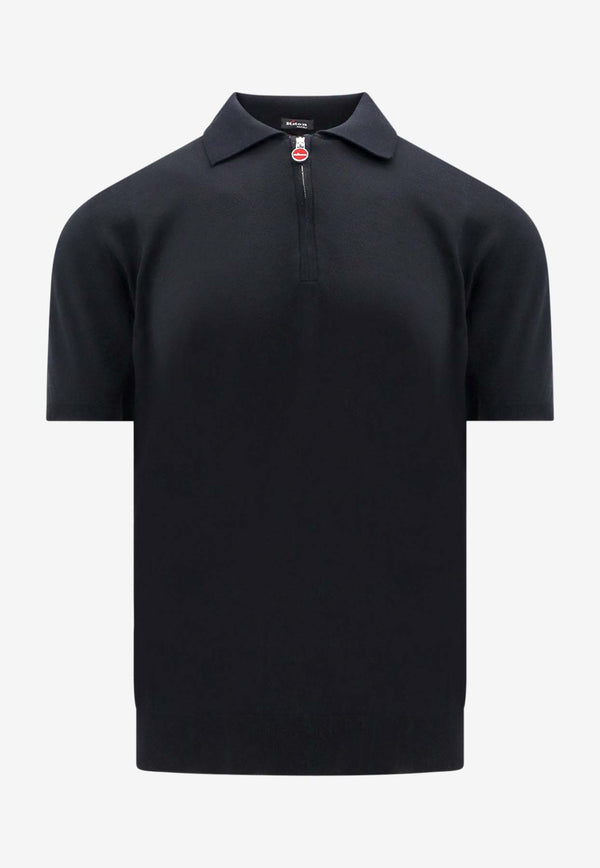 Kiton Ciro Paone Half-Zip Polo T-shirt Black UMKX33Z_K5