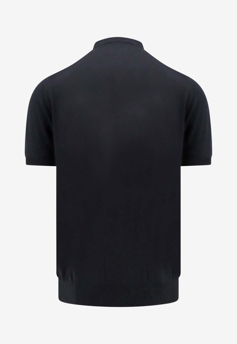 Kiton Ciro Paone Half-Zip Polo T-shirt Black UMKX33Z_K5